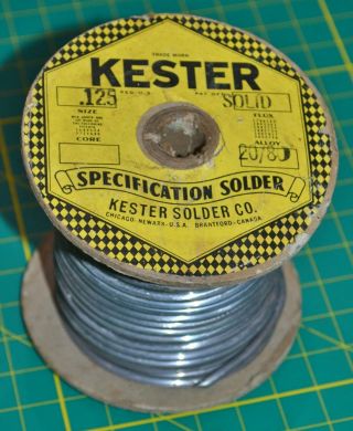 1 Vintage Kester 20/80 Solid Wire Solder.  125 3lb 14oz
