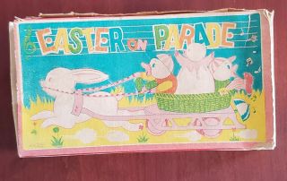 “easter On Parade” Celluloid & Tin Metal Wind - Up Toy W/ Bell,  Occupied Japan