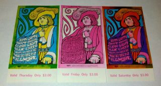 Vintage (1967) Nitty Gritty Dirt Band Bg - 95 Fillmore Concert 3 - Ticket Set