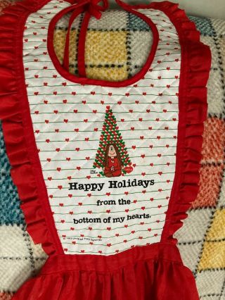 Vintage 1983 Cathy Guisewite Happy Holidays Christmas Full Red White Apron