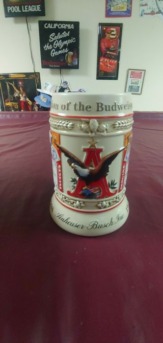 Evolution Of The Budweiser Label 1999 State Convention Beer Stein 1st In Series
