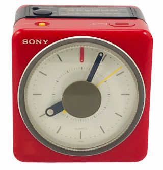 Vintage Sony Clock Radio Alarm Melody Icf - A10w Red