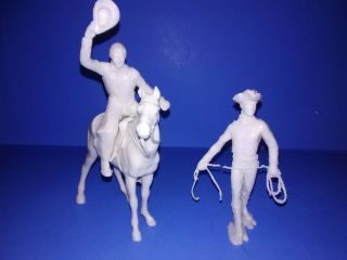 Vintage Ideal Roy Rogers/ Trigger W/saddle And Cowboy W/ Lasso 4 " Tall
