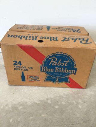 Vintage 1970’s Pabst Blue Ribbon Beer Pbr Crate Box Carton Case 24 - 12 Oz