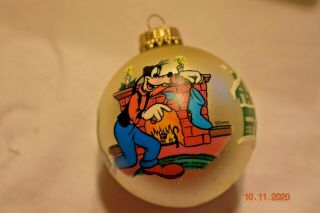Vintage Mickey Unlimited Disney Set Of 4 Glass Christmas Ornaments Goofy Krebs