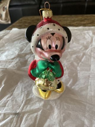 Disney Minnie Mouse 5 " Glass Christmas Tree Ornament