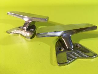 2x Bow Cleat 4 " Flying V Stainless Steel Vintage Vollrath