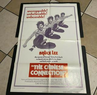 Vintage 1973 Bruce Lee " The Chinese Connection " 1 Sheet Movie Poster