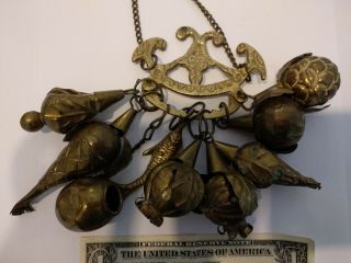 Vintage Penca De Balangandan Bronze Charms Amulet Luck Brazil Bahia Fruits Fish