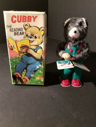 Vintage Wind Up Toys Cubby The Reading Bear Box