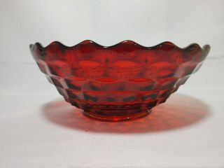 Vintage Fostoria Ruby Red American Glass 10 1/2” Serving Bowl Cube Cubist