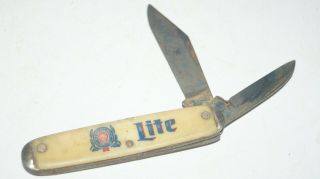 Vintage Miller Lite Beer Advertising Folding Pocket Knife Pocketknife - Usa