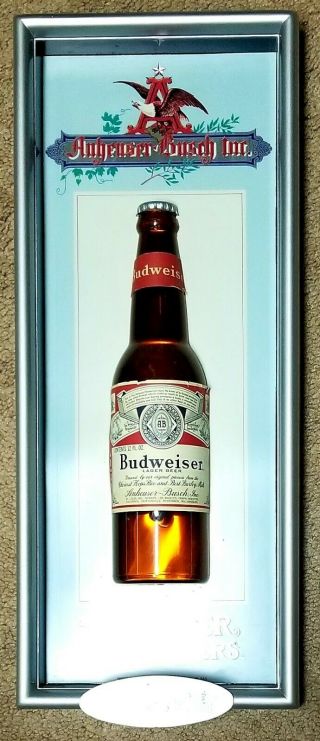 Vintage Budweiser Anheuser - Busch 12 Oz Beer Bottle Hanging Bar Sign Man Cave