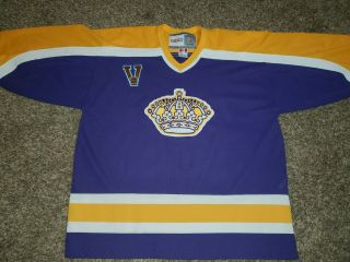 Vtg Hockey Ccm Los Angeles Kings Crown Yellow Purple Nhl Jersey Sz Mens Xl Sewn