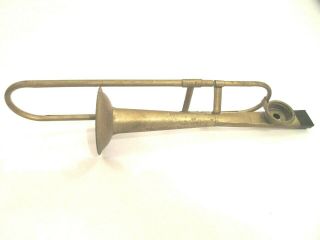 Vintage Tin Metal Sliding Trombone Kazoo - Made In Usa - Needs Resonator - 11 " Long