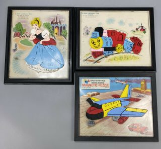 Vintage 1960s Child Guidance Toy Magnetic Puzzles No.  965,  921,  924 Cinderella
