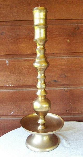 Vintage Large 28 " Tall Brass Candle Holder,  Floor,  Altar,  9 1/2 " Wax Catch Tray