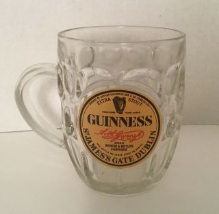 Guinness Beer Glass Mug Stein Dimple Thumbprint Dublin Ireland Stout Logo 16oz