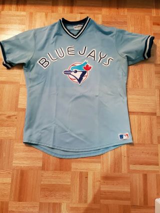 Vintage 1980s Toronto Blue Jays Sand Knit Jersey - Powder Blue