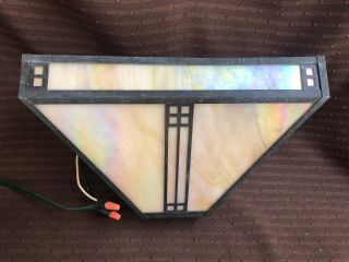 Vintage Tiffany Style Stained Glass Wall Sconce 1
