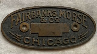 Vintage Brass Tag Name Plate Badge Fairbanks Morse & Co.  Chicago