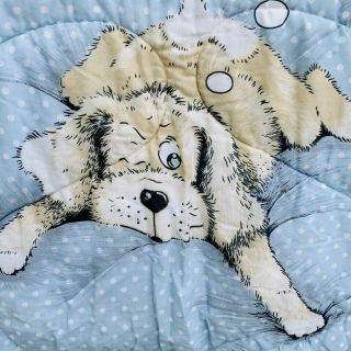 Vintage Snatch Patch Dog And Cat Quilt Sue Hall Comforter Bedspread 1987 Blue