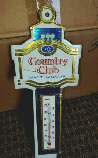 Vintage Country Club Malt Liquor Beer Thermometer Sign Pearl M K Goetz Brewing