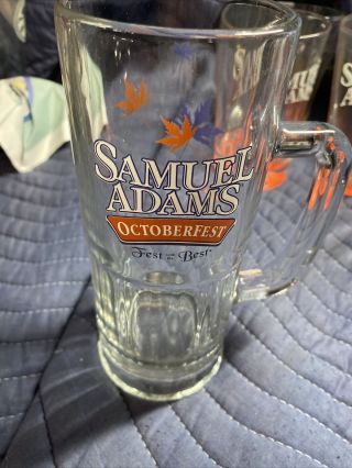 Samuel Adams Octoberfest Beer Glass Mug Tall 20 Oz " Fest With The Best " Leaves