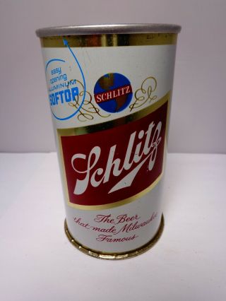 1960 Schlitz " Easy Opening Aluminum Softop " Flat Top Cup Beer Can 129 - 35