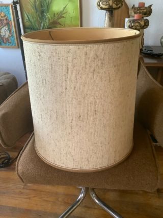 Vintage Mid - Century Modern Mcm Retro Drum Table Lamp Shade