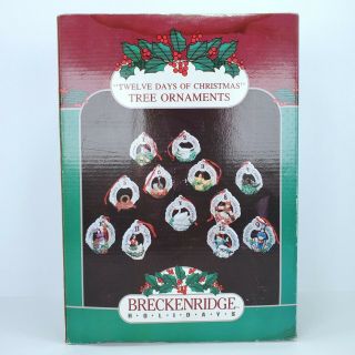 Vintage Breckenridge Porcelain Twelve Days Of Christmas Tree Ornaments Set Of 12