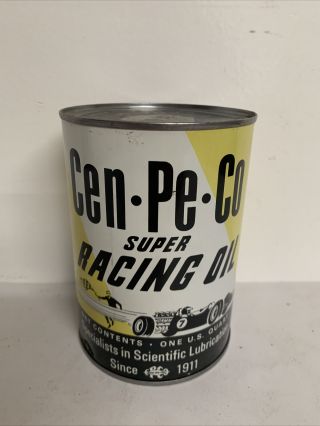 Vintage Cen - Pe - Co Central Petroleum 1 Quart Racing Motor Oil Can