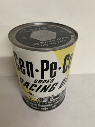 Vintage Cen - Pe - Co Central Petroleum 1 Quart Racing Motor Oil Can 2