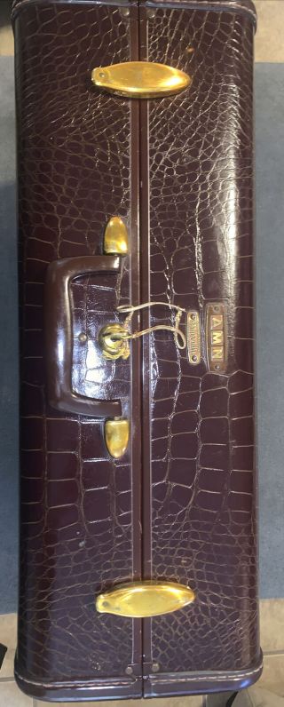 Vintage Samsonite Faux Alligator Skin Luggage Travel Suitcase W/key 21” Stunning