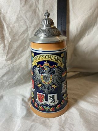 Gertz Lidded Covered Beer Stein Made In Germany " Deutschland " States (c)