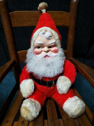 Vintage Rushton Santa Claus Rubber Face 18” Looking To Side Stuffed Plush Doll