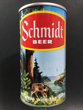 Schmidt Deer Fawns & Riverboat Yellow Bands Vintage Ss 12 Oz Pull Tab Beer Can