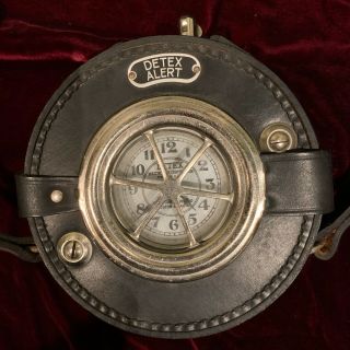 Vintage Detex Watchclock Corp Watchman Clock W/leather Case & Keys February 1952