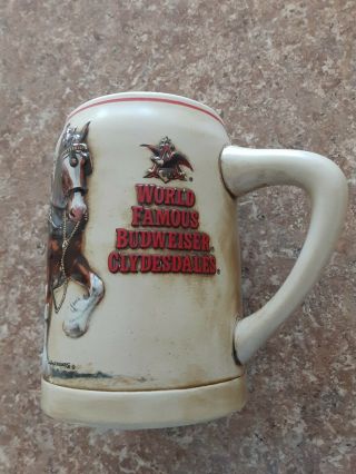 Vintage 1981 World Famous Budweiser Clydesdale Beer Stein