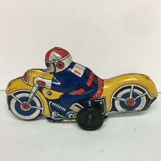 Vintage Japanese Tin Friction Toy Racing Motorcycle Japan
