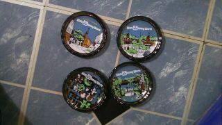 Walt Disney World Set Of 4 Glass Mini Coasters 1970 