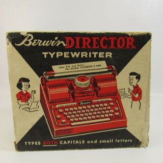Vintage Berwin Director Toy Typewriter With Box 10 " X 11 " Red Metal