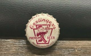 Vintage Esslinger Beer Little Man Pa Tax Pint Cork Bottle Cap Crown Phila Pa