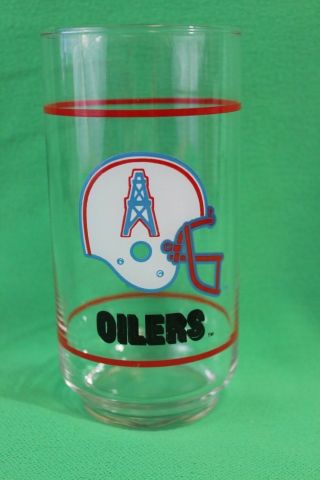 Nfl Houston Oilers Football Team Tall Glass Tumbler Mobil Oil Gas Station