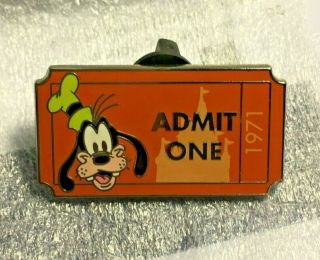 Goofy Wdw Admit One 1971 Ticket Pin Walt Disney World Admission Castle Pwp