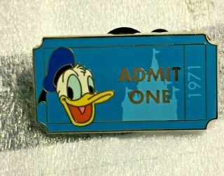 Donald Wdw Admit One 1971 Ticket Pin Walt Disney World Admission Castle Pwp