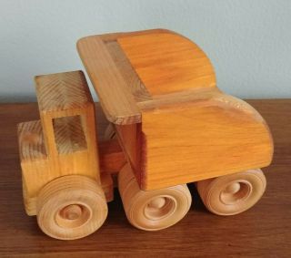 Vintage Solid Wood Handmade Toy Dump Truck