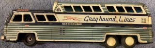 Vintage Greyhound Scenicruiser M - 732 Tin Friction Toy Japan 11” Bus