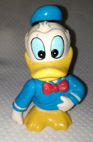Vintage Walt Disney Donald Duck Thumbs Up Piggy Bank Toy Hard Plastic Made Korea