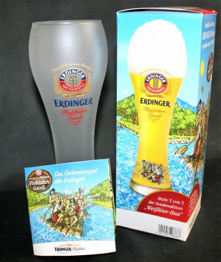 Erdinger Weissbrau Rafting Gaudi Erding Weizen German Beer Glass & Comic Booklet